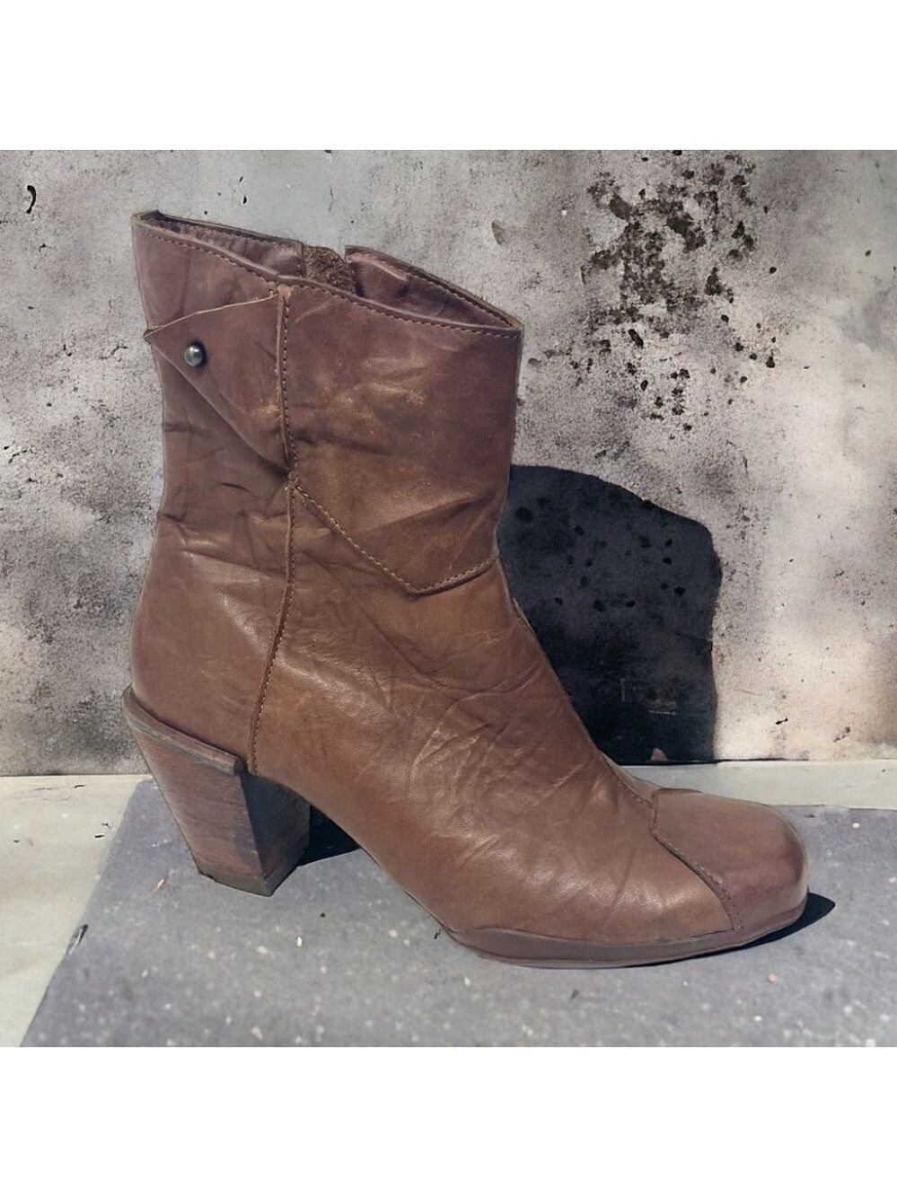 * Sergio Tomani Brown Artisan Asymmetrical Crease Shaft Boots Size 38